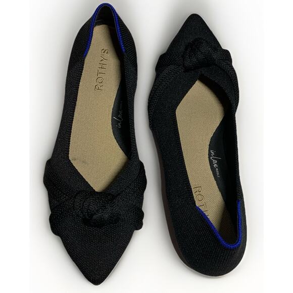 Rothy’s Shoe Women’s The Knot Point II Flat Sz 8.5 Black Ballet Career Holiday - Picture 4 of 9